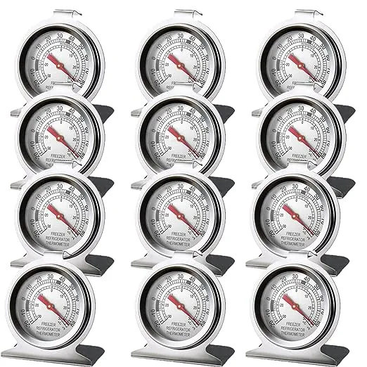 Springcorner 5 Packs Refrigerator Thermometer Fridge Thermometer Stainless Steel Freezer Thermometer with Red Indicator Large Dial Thermometers for Freezers Monitoring Thermometer for Home Kitchen