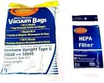 9 Kenmore Upright 50688 and 50690, Panasonic Type U-2 Vacuum Bags Microfiltration with Closure (9 Bags & 1 EF1 Filter)