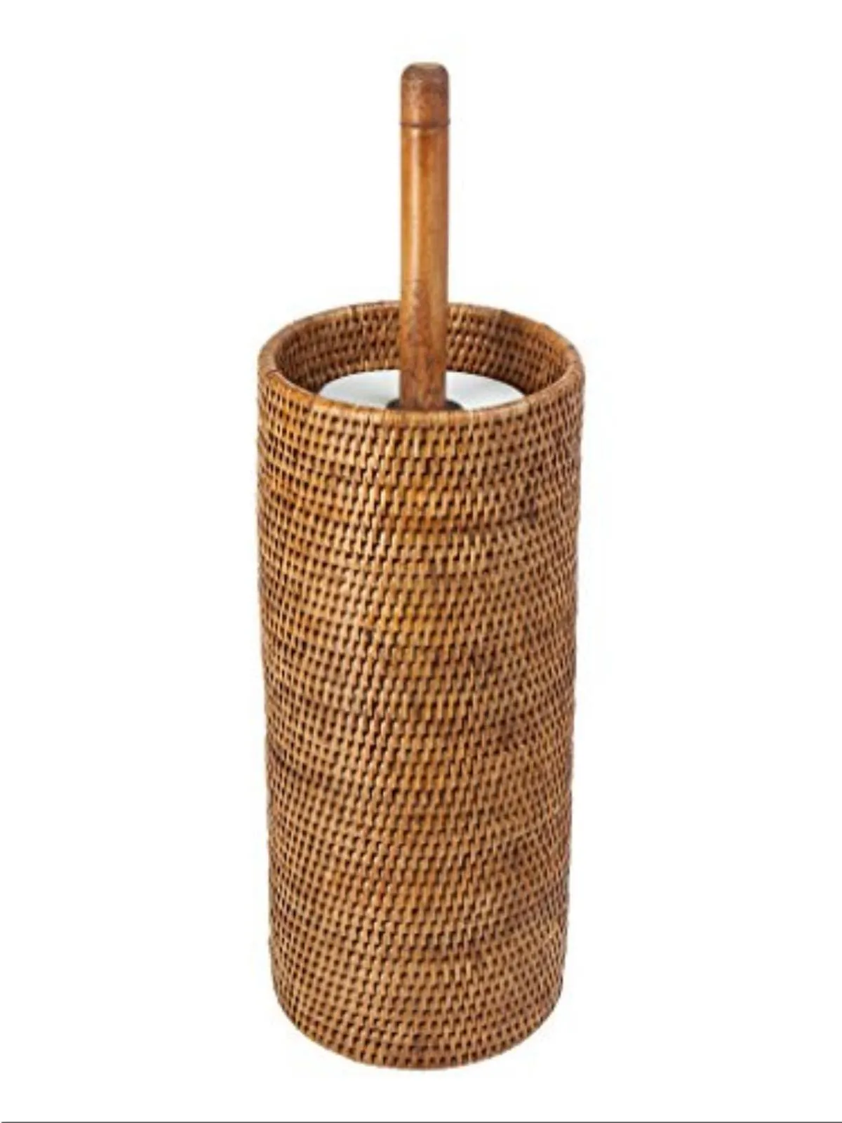 Kouboo 3 Rolls La Jolla Hand Woven Rattan Toilet Roll Stand, Honey Brown