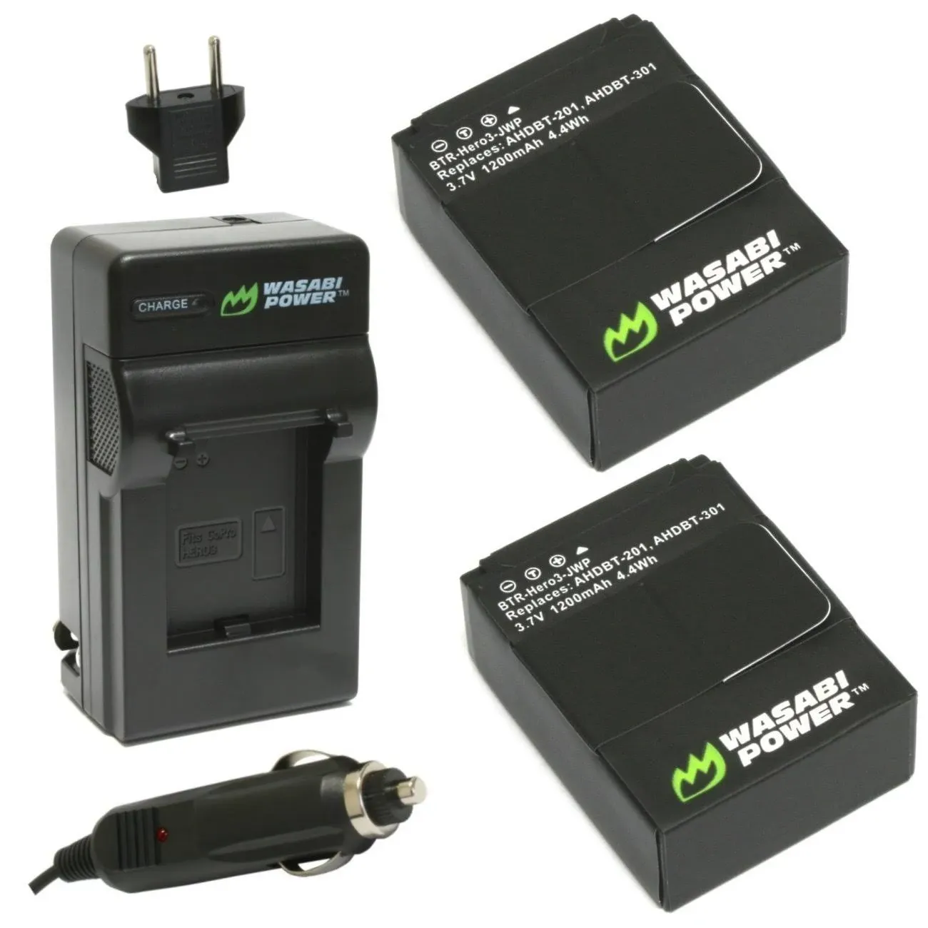 Wasabi Power LCH-Hero3 Charger + 2 Batteries For GoPro Hero 3 / Hero3+