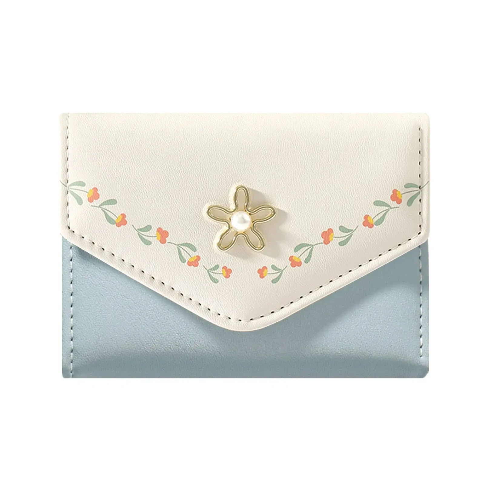 MOZXIRZ Women Girls Wallet Cute Flower Tri-Fold Wallet PU Leather Purse Slim ...