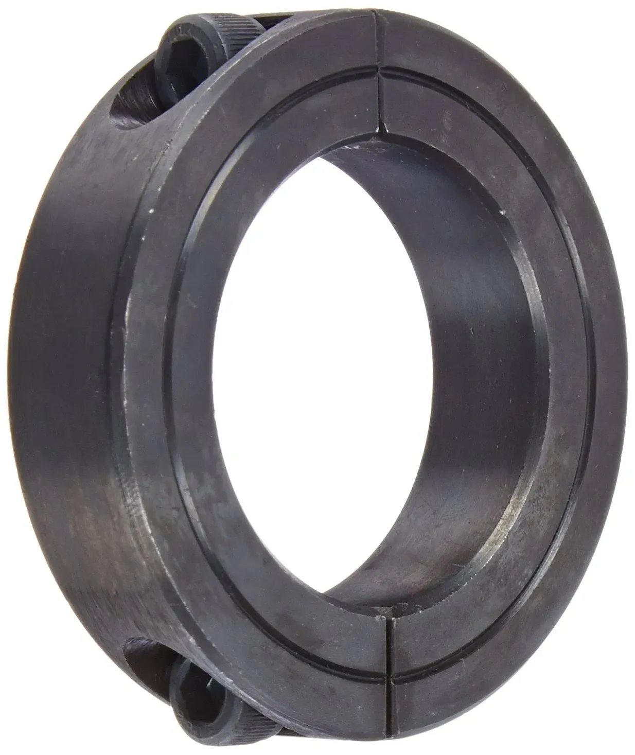 2C-150 Black Oxide Plated Mild Steel Clamping Collar, 1-1/2" Bore, 2-3/8" Outside Diameter, 9/16" Width, 1/4"-28 x 3/4" Clamp Screw