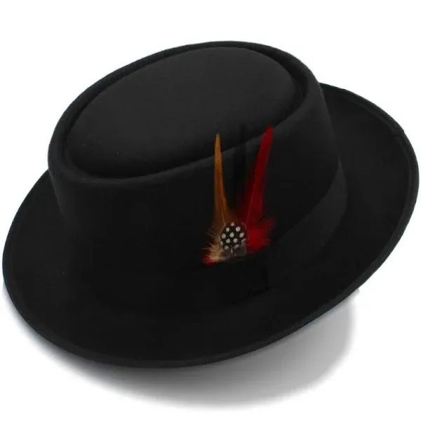 Bowler Hat, Retro Unisex Wide Brim Round Top Cap, Fedora Porkpie Pork Pie Bowler Hat Leather Band