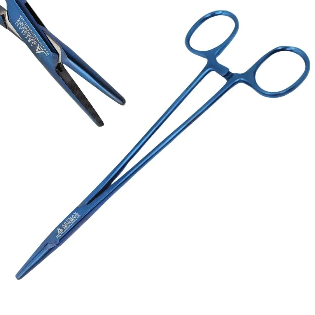 Mayo Hegar 7 Inches Needle Holder with Tungsten Carbide in Plasma Blue ARTMAN