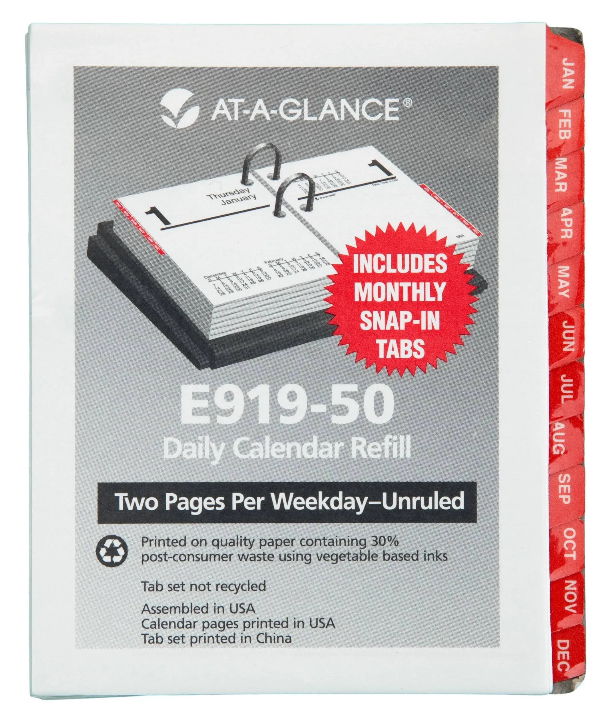 AT-A-GLANCE Recycled Compact Desk Calendar Refill, 3 x 6 Inches, 2012 (E919-50)