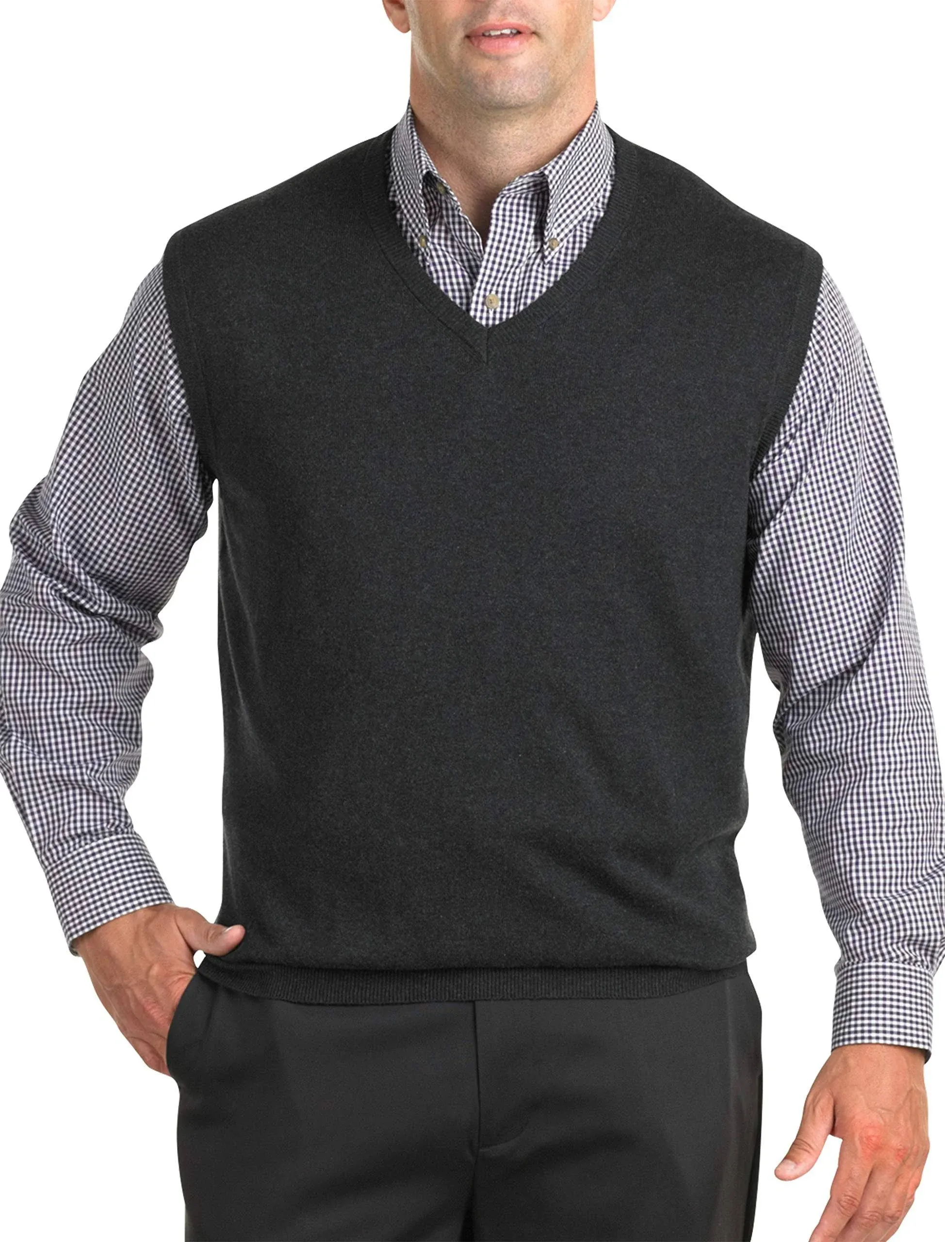 Harbor Bay by DXL Big and Tall Men's V-Neck Sweater Vest