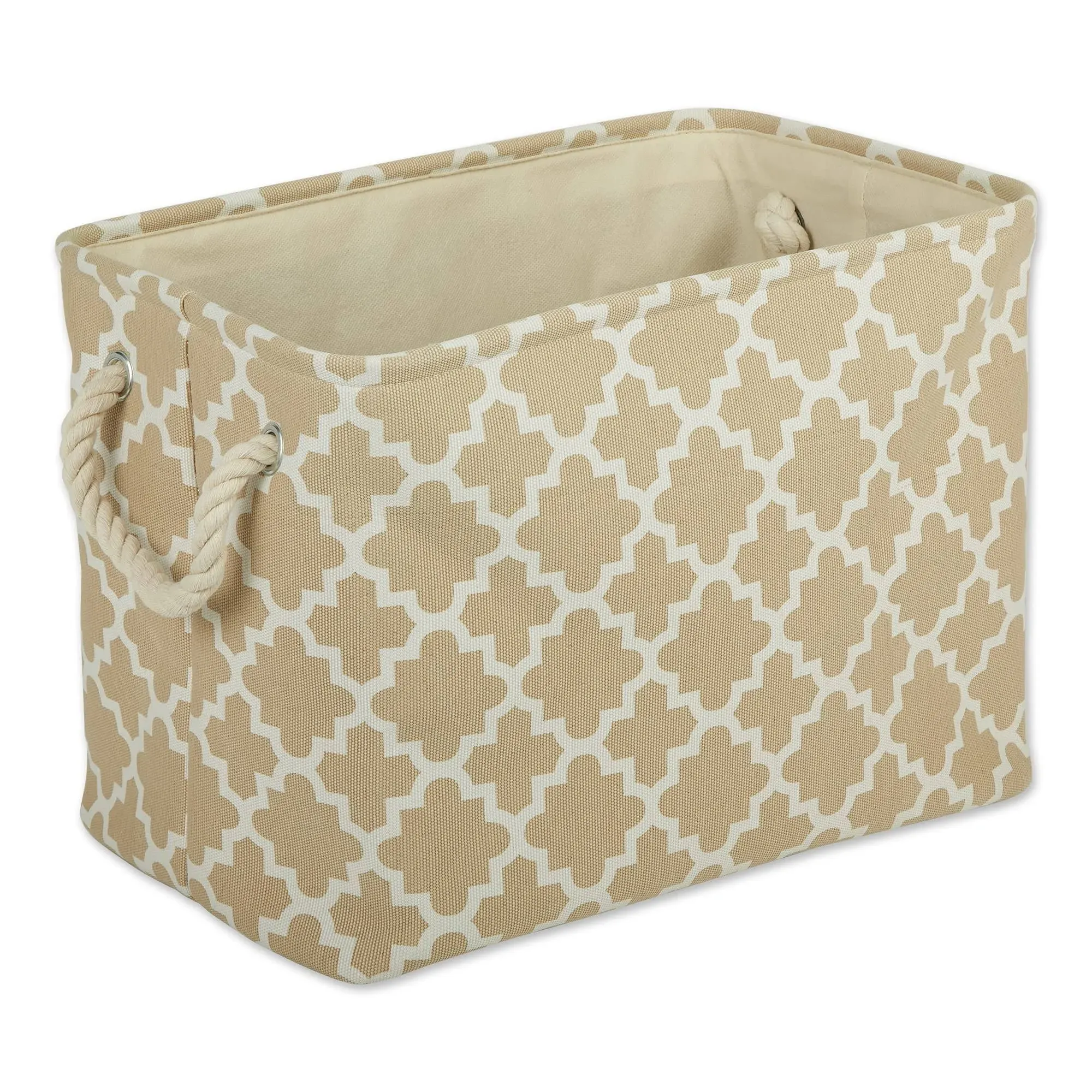 DII Polyester Bin Lattice Vintage Linen Rectangle Medium - Mediterranean - Storage Bins And Boxes - by Design Imports | Houzz