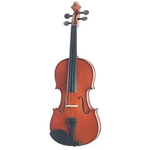 Mendini Full Size 4/4 MV200 Solid Wood Violin w/Tuner, Lesson Book, Shoulder Rest, Extra Strings, Bow, 2 Bridges & Case, Natural Varnish