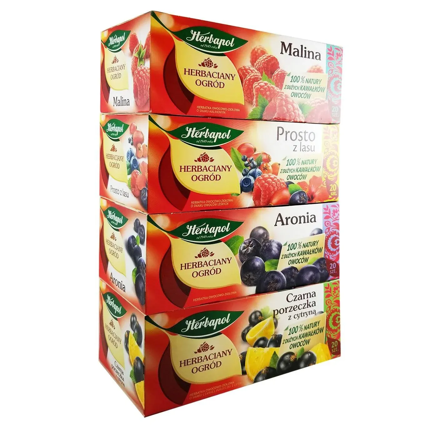 Herbapol Herbal Fruit Infused Tea (Variety Pack) Raspberry, Forest Fruit, Black