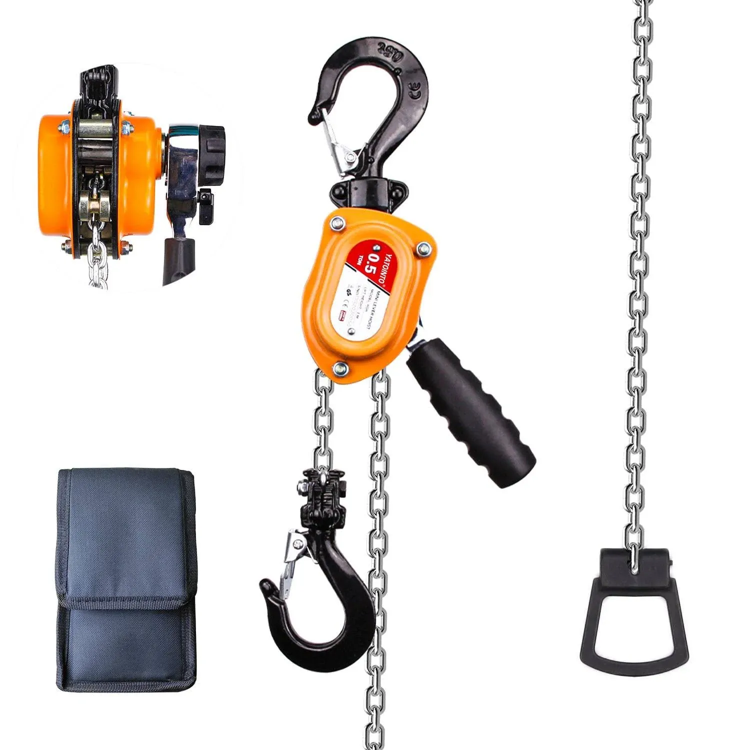 YATOINTO Manual Lever Chain Hoist, 1/2 Ton 1100lbs Mini Lever Block, 3M 10 ft ...