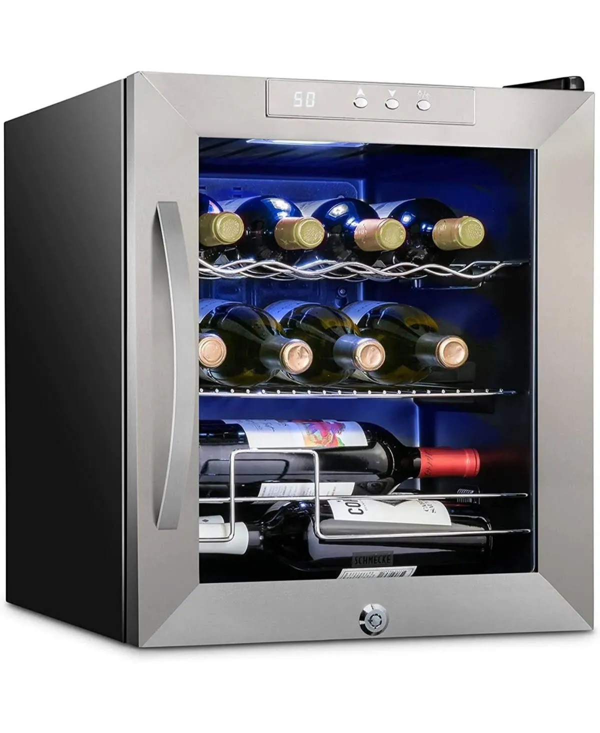 12 Bottle Stainless Steel  Wine Fridge, Freestanding Wine Cooler