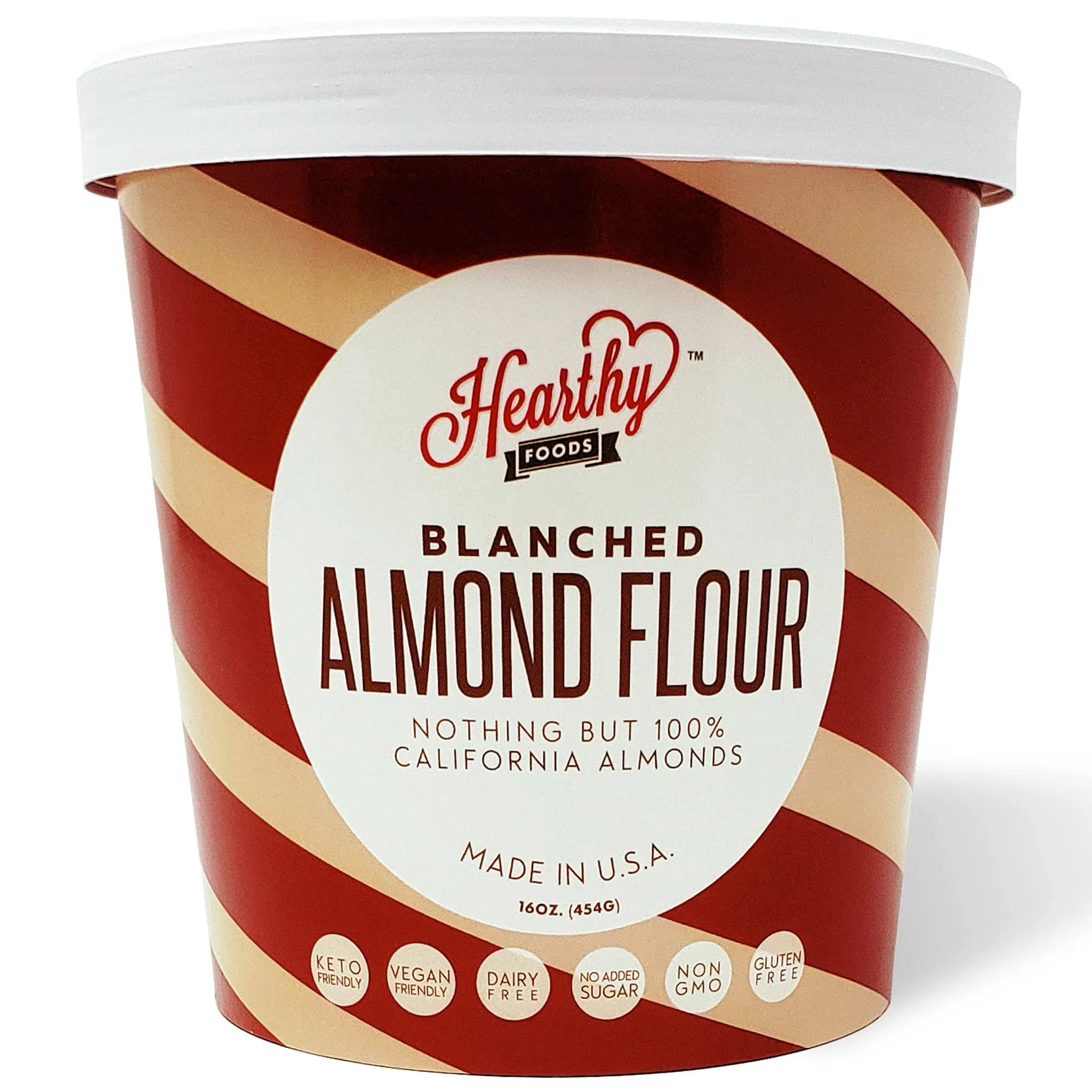 Hearthy Foods Almond Flour Organic Gluten-Free, Almond Meal, Fine Almond Powder, Keto Flour 16oz