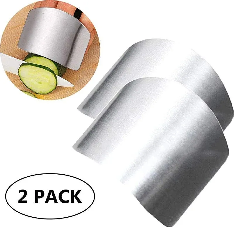 ZOCONE 2 Pcs Finger Guard for Cutting Kitchen Tool Finger Guard Stainless Steel ...