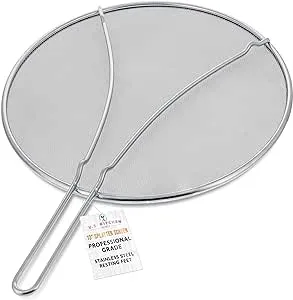 U.S. Kitchen Supply 13" Stainless Steel Fine Mesh Splatter Screen with Resting Feet