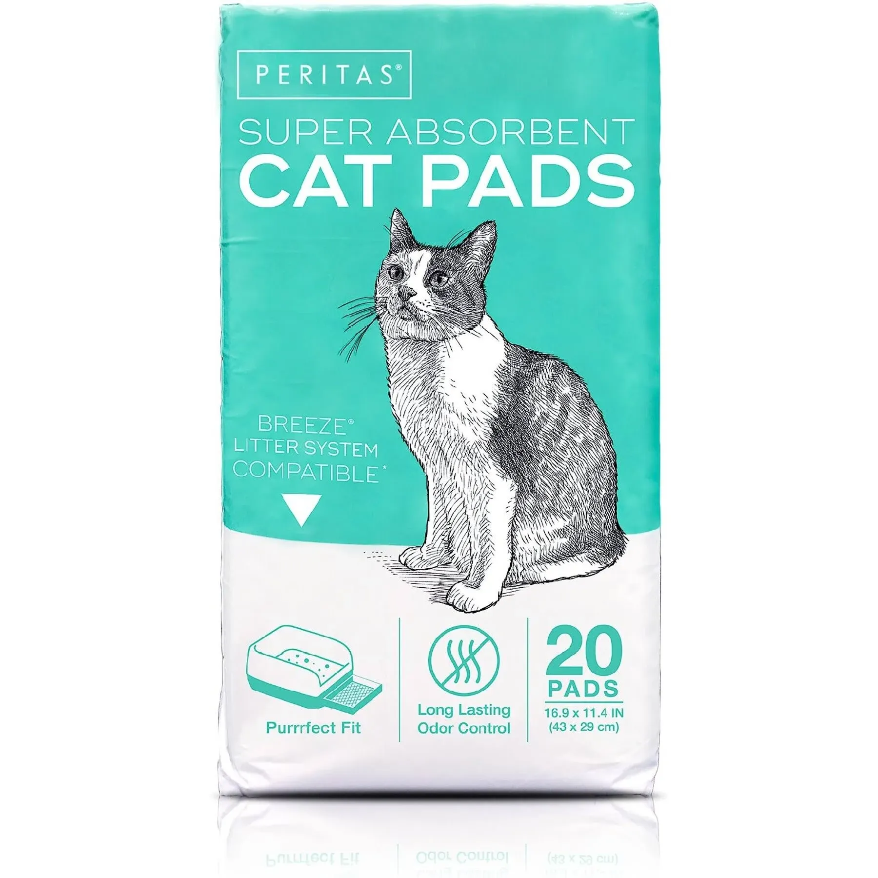 Peritas 1803F Cat Pads Refill for Breeze Tidy Litter System, 16.9x11.4 inch, 20 Count - Leak Proof