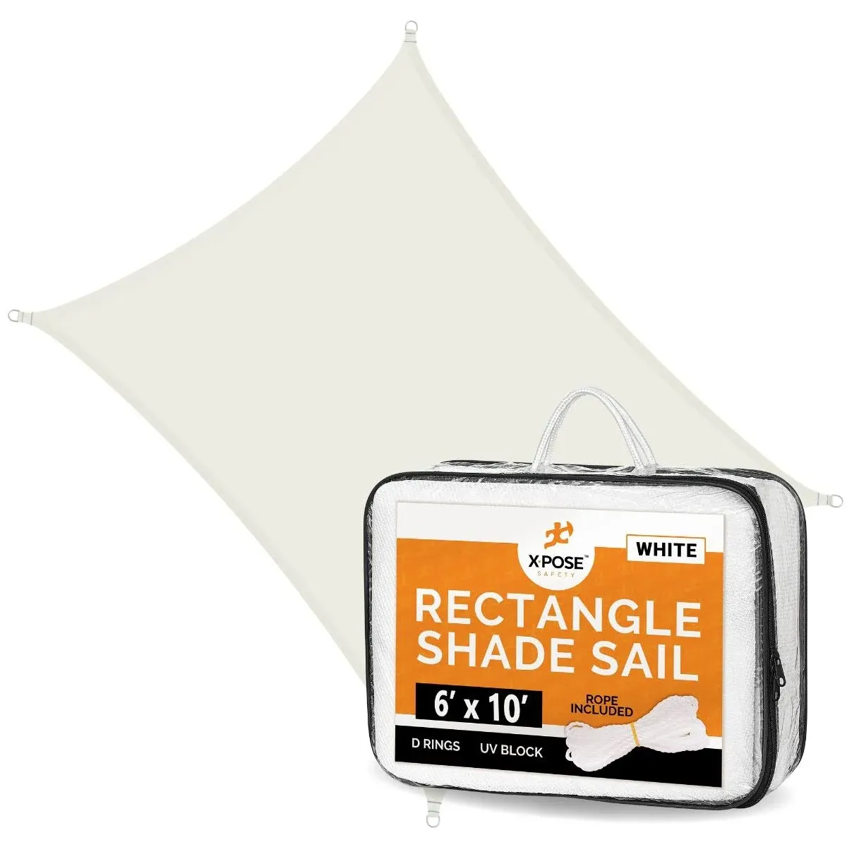 6' x 10' White Rectangle Shade Sail