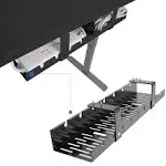 FLEXISPOT Under Desk Cable Management Tray, Metal Raceway Wires Cable Tidy Organizer, Office and Home Cable Tray Use for Standing Desk (Black)