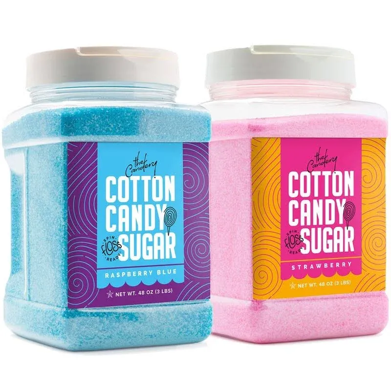 Cotton Candy Floss Sugar (2-Pack) Includes | Raspberry Blue and Strawberry