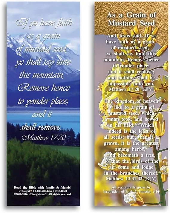 Bible Verse Bookmarks: As A Grain of Mustard Seed - Pack of 25 Cards