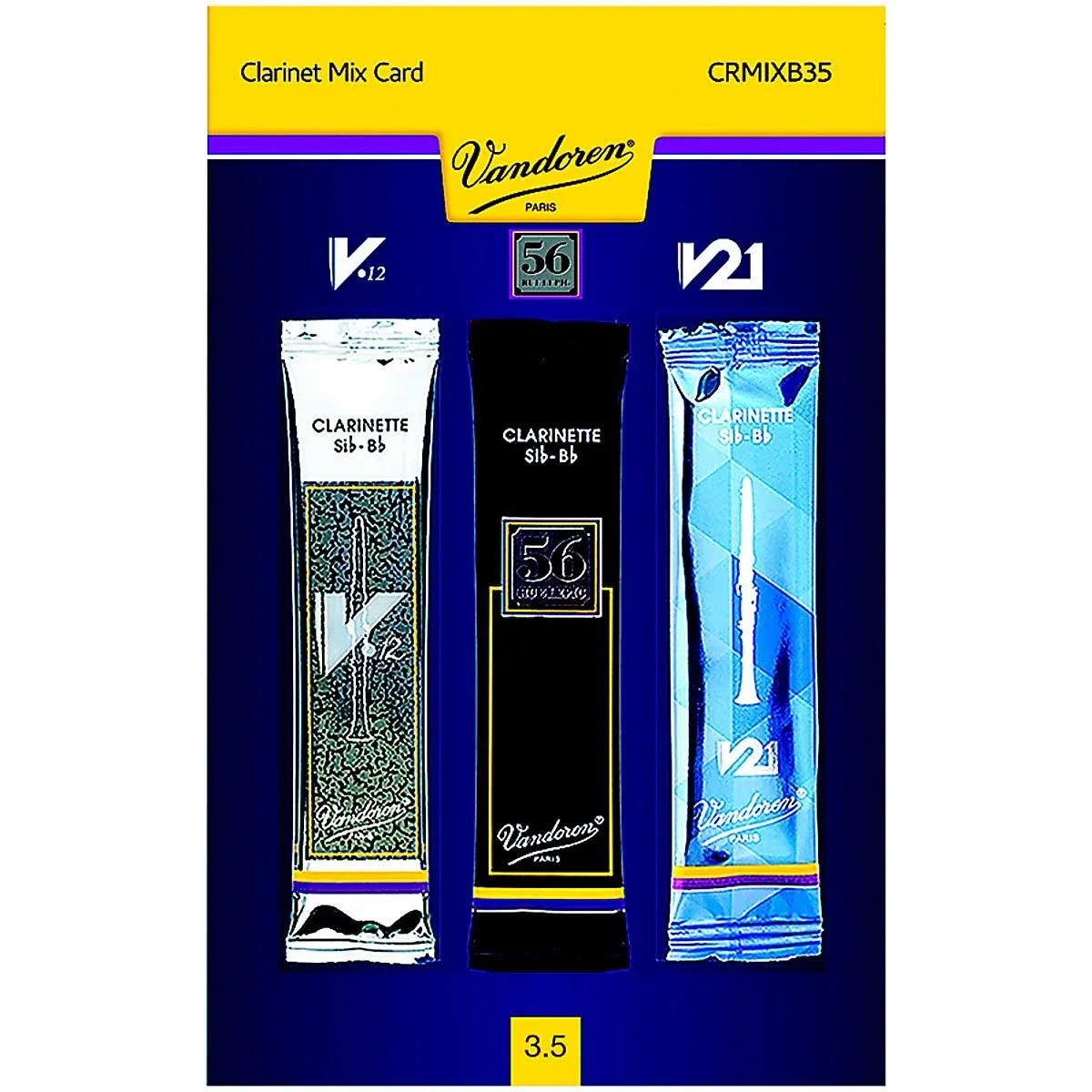 Vandoren CRMIXB35 Bb Clarinet Mix Card Reed Variety 3-Pack, Strength 3.5 | Reverb