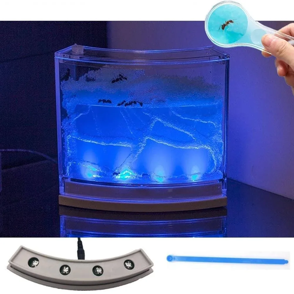 NAVAdeal Ant Farm Habitat for Kids W/ LED Light – Stem Toys, Educational & Science Kit with Nutrient Blue Gel, Observing Ants Create 3D Tunnels to Study Ants Behaviors & Ecosystem ( Ants not included)