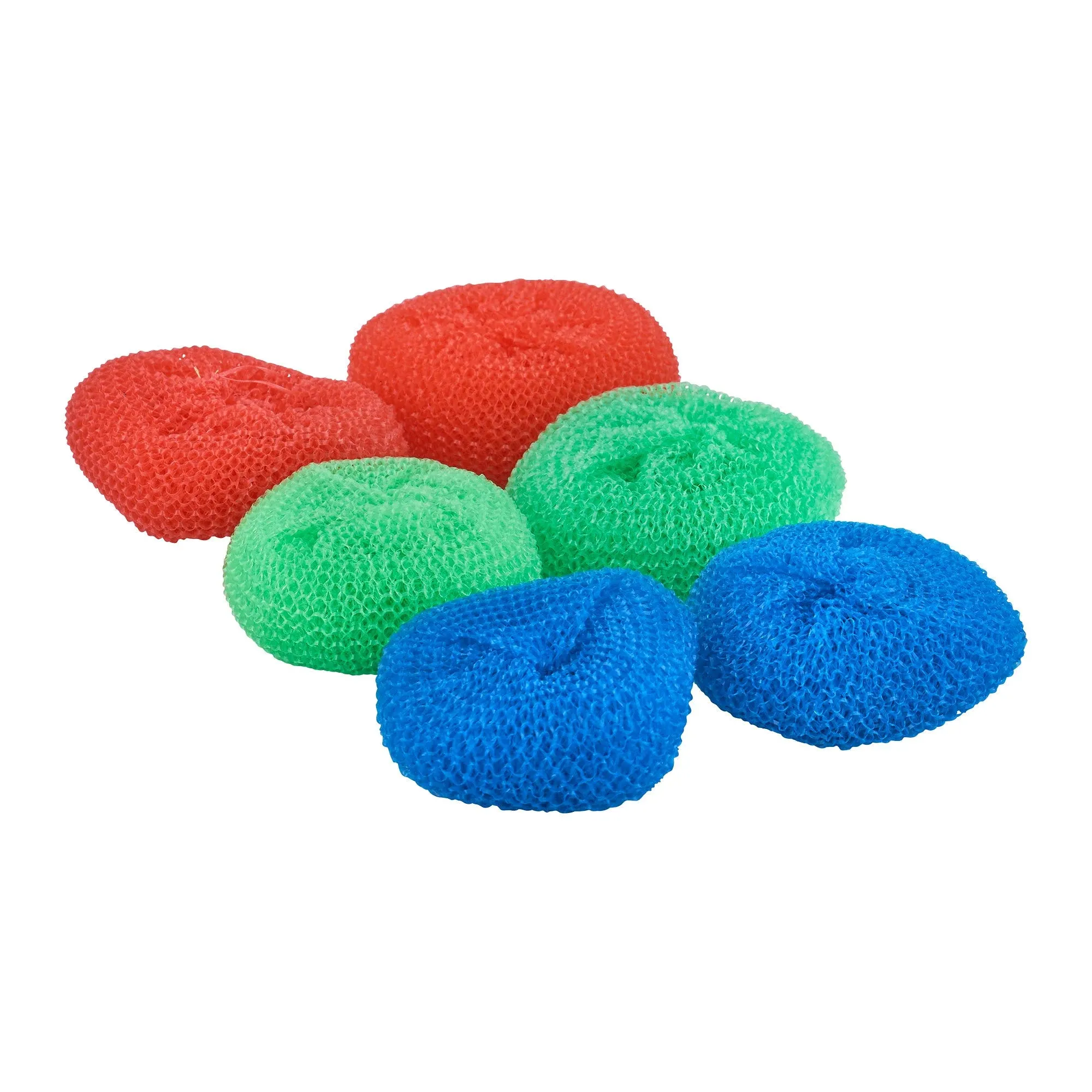 Superio Nylon Scouring Pads - 6 Pack, 2-Green, 2-Red, and 2-Blue