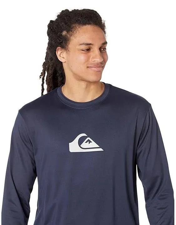 Quiksilver Men's Solid Streak Long Sleeve Upf 50 Rash Guard - Navy Blazer XL ...