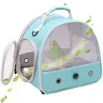 Halinfer Bird Carrier, Portable Small Bird Parrot Parakeet Carrier with Standing Perch and Stainless Steel Tray, Side Access Window Collapsible Black