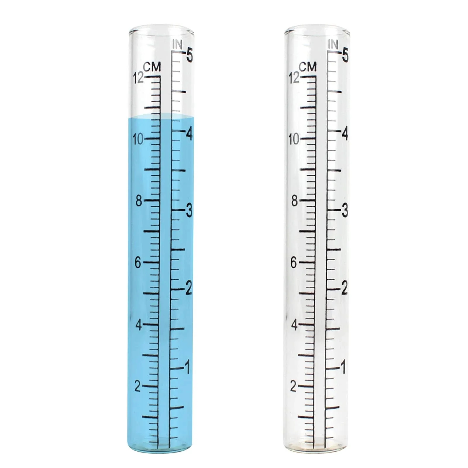 TBWHL 2pcs 5&#034; Capacity Rain Gauge Glass Tube for Yard Garden Outdoor Home