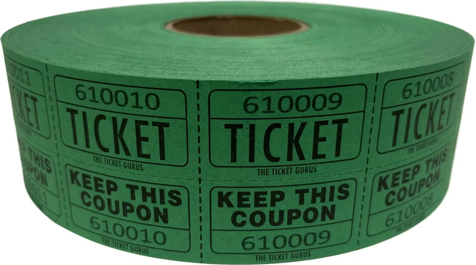 The Ticket GURU-Large Number Raffle 50/50 TICKETS-2000/R<wbr/>OLL (Green)