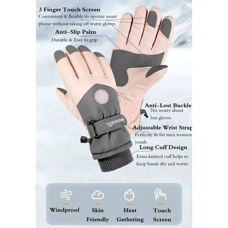 Winter Ski Snow Gloves for Men, Women, Youth | Touchscreen & Waterproof Cold Weather Hand Warming Gloves Winter Work Gloves