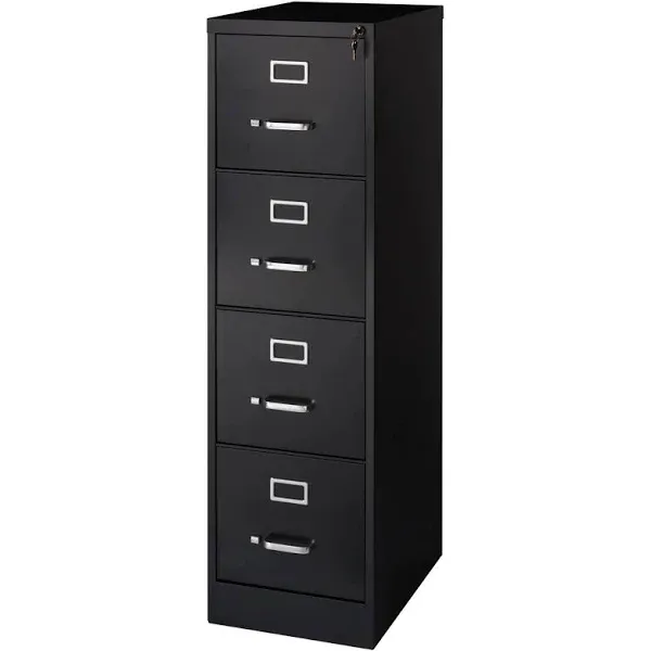 Realspace 22"D Vertical 4-Drawer File Cabinet, Metal, Black