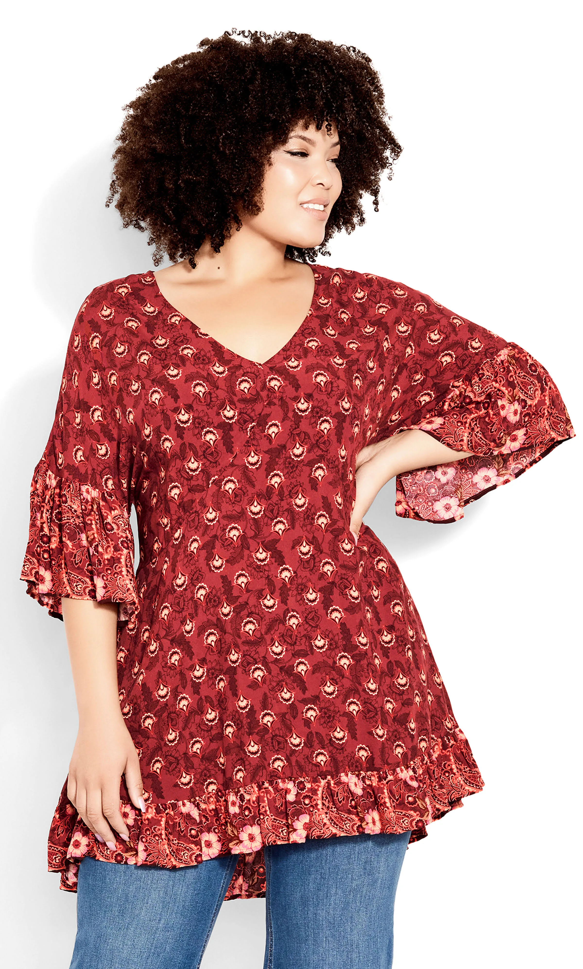 Avenue Plus Size Harp Border Tunic - Limitless Border - Size 22W/24W