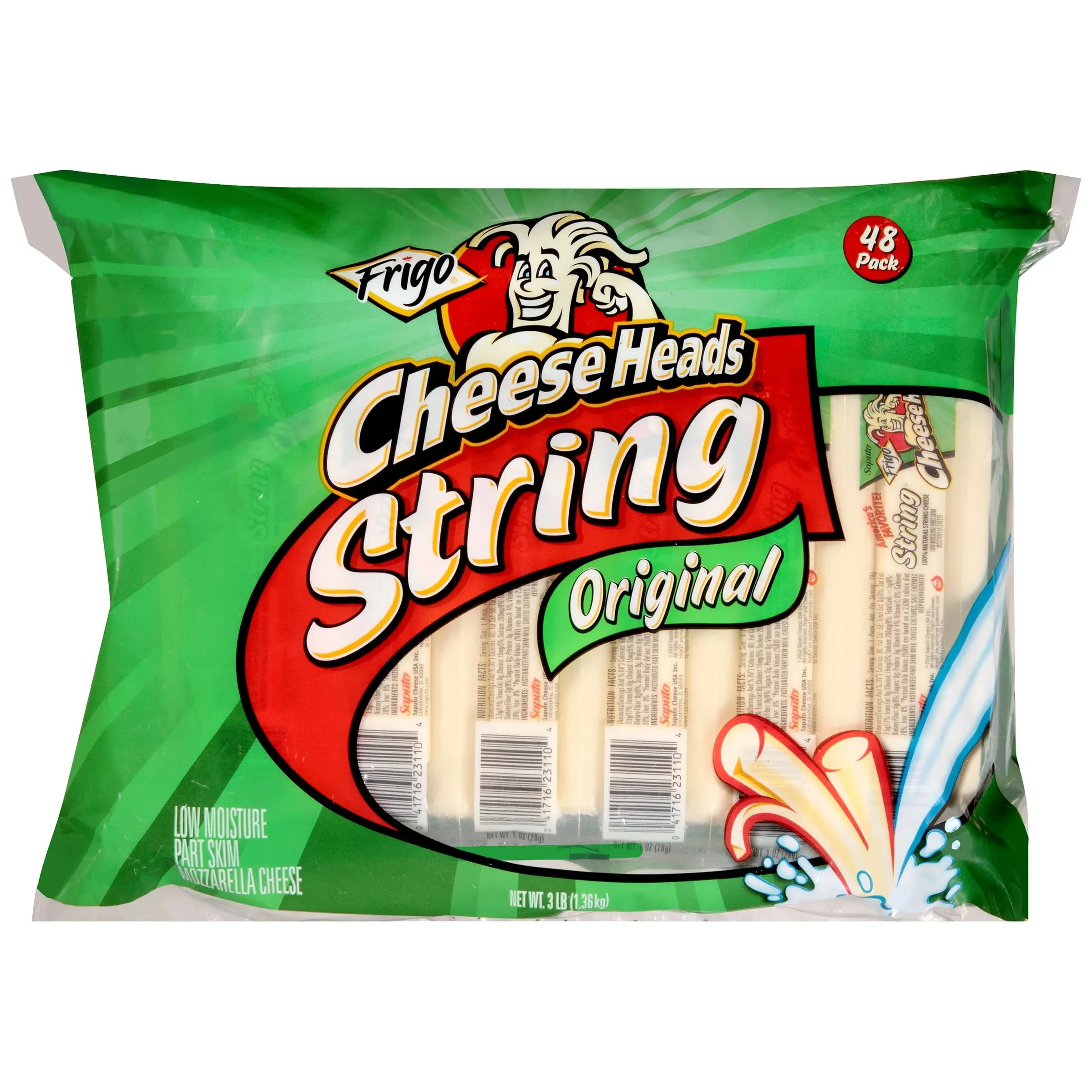 Frigo Cheese Heads Original String Cheese 48 ct Bag, Size: 3 lbs