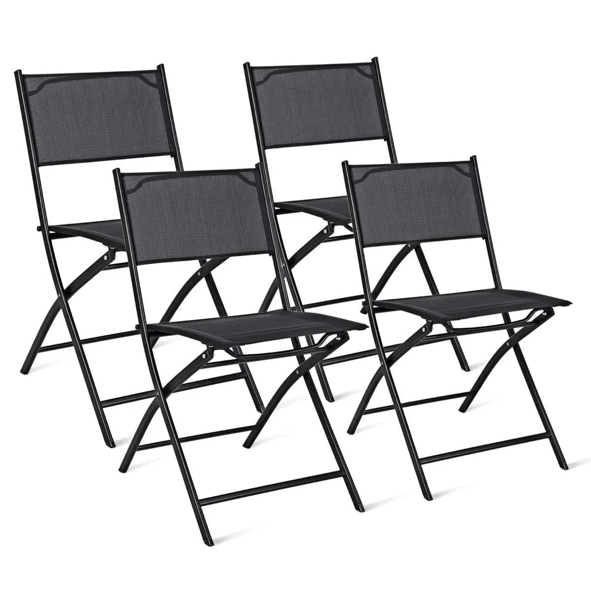 Giantex 4 PCS Folding Patio Chairs, Rust-Proof Steel Frame & Space Saving (Black)