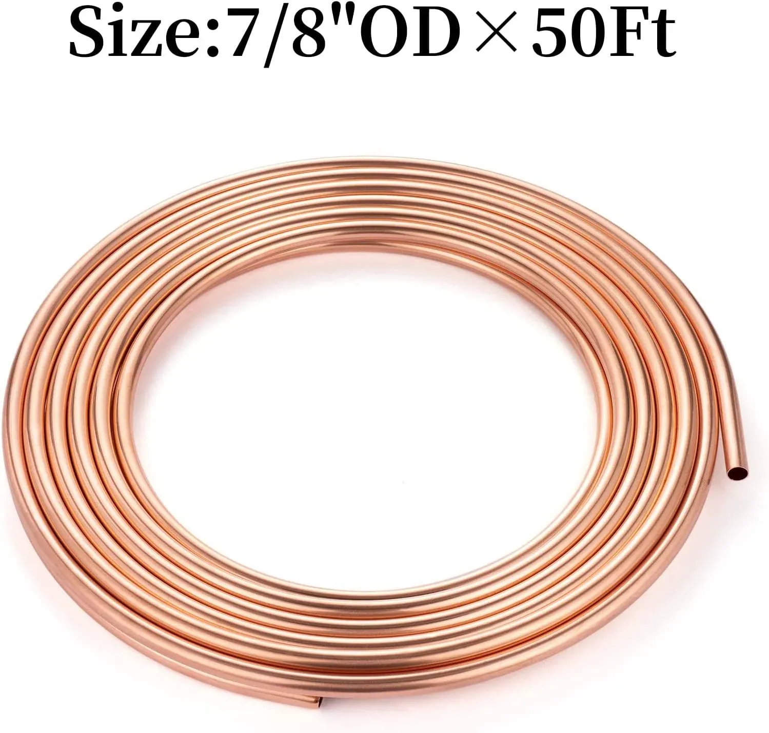 Bella Bays 7/8" OD x 50 ft, 1mm/0.039" Thick Annealed Refrigeration Copper Tubing Type ACR