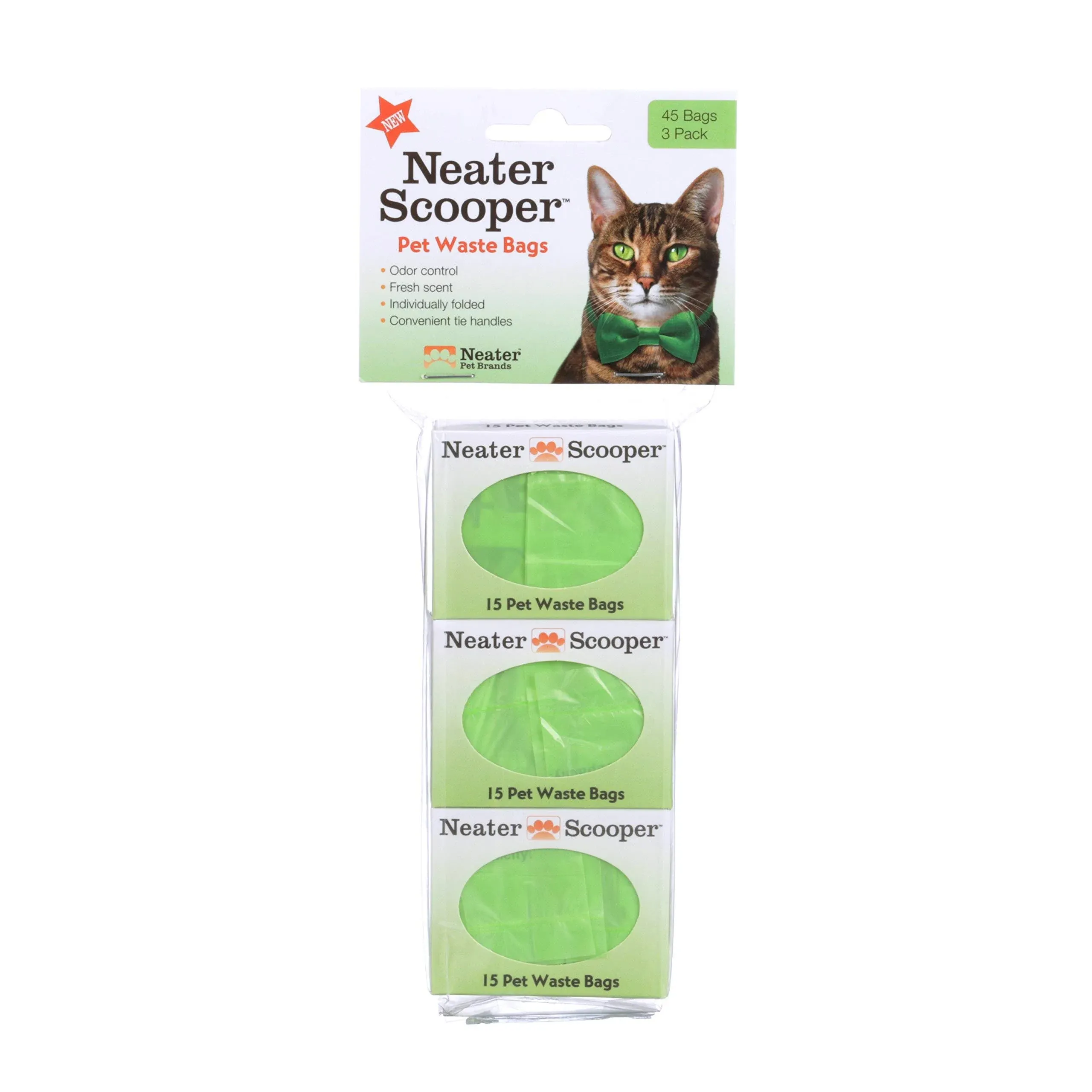 Neater Pet Brands Neater Scooper Scoop-to-Bag Cat Litter System Refill Bags (45 Count, Green)