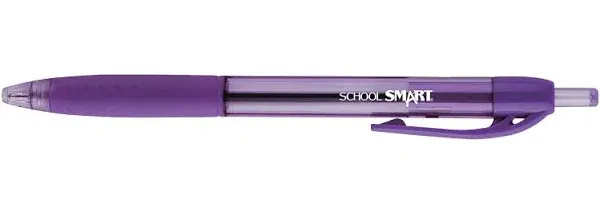 School Smart Retractable Hybrid Gel and Ink Pens, Purple, Pack of 12