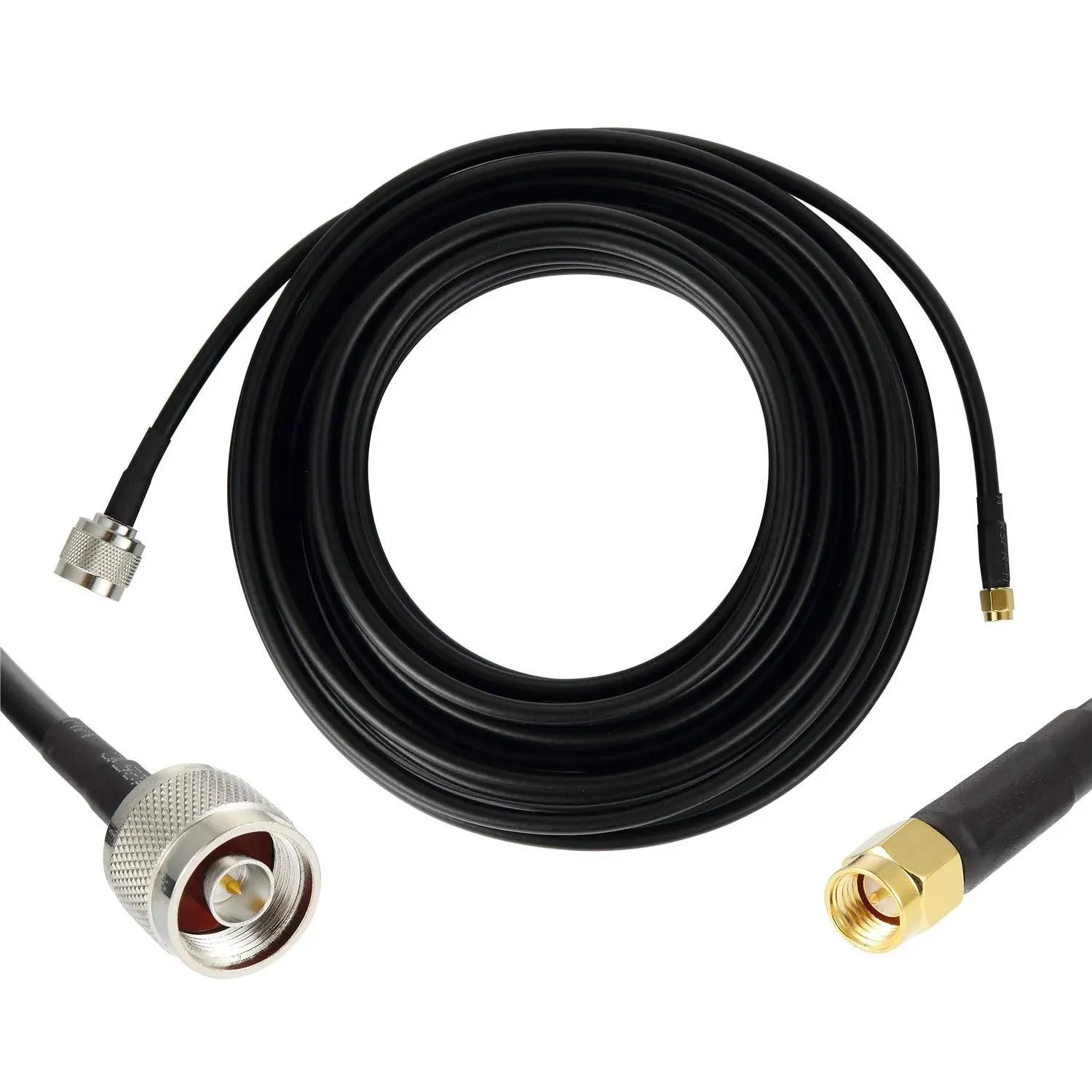 25 ft Low-Loss Coaxial Extension Cable (50 Ohm) SMA Male to N Male Connector