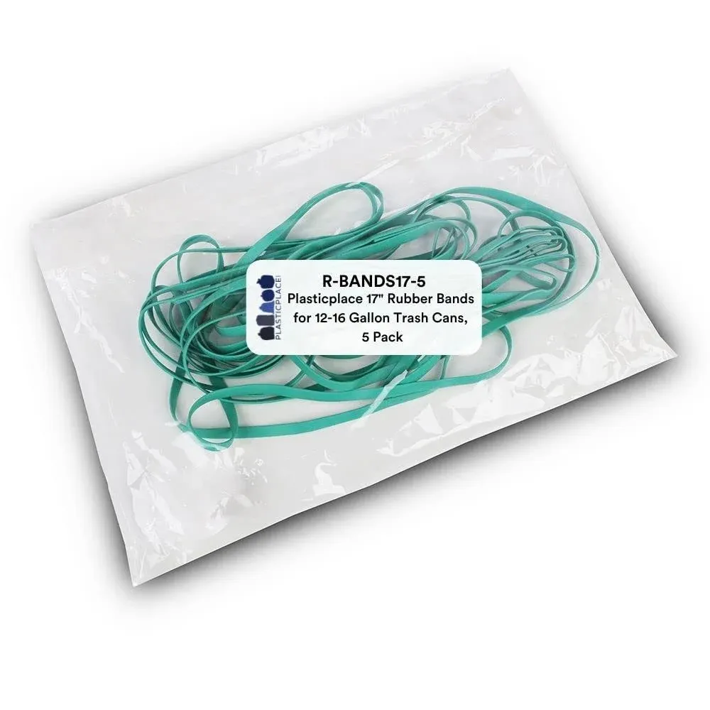 Plasticplace Rubber Bands for 12-16 Gallon Trash Can - 5 Pack, Green