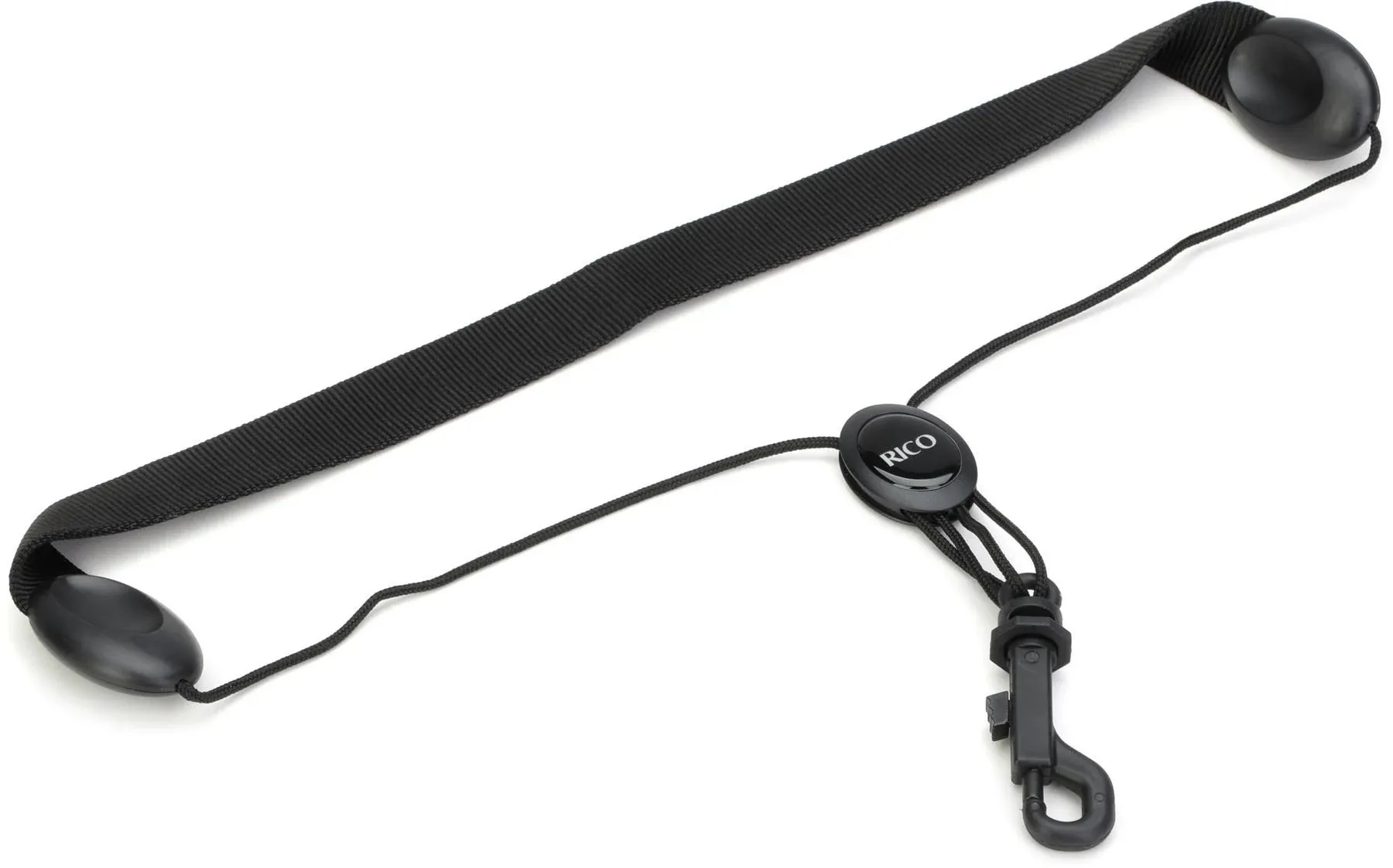 Rico Saxophone Strap, Soprano/Alto, Black Nylon, Snap Hook