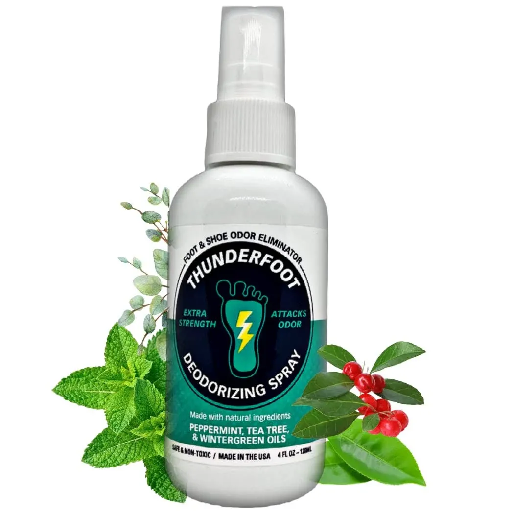 Thunderfoot Shoe & Foot Deodorizing Spray with All Natural Ingredients, Clear