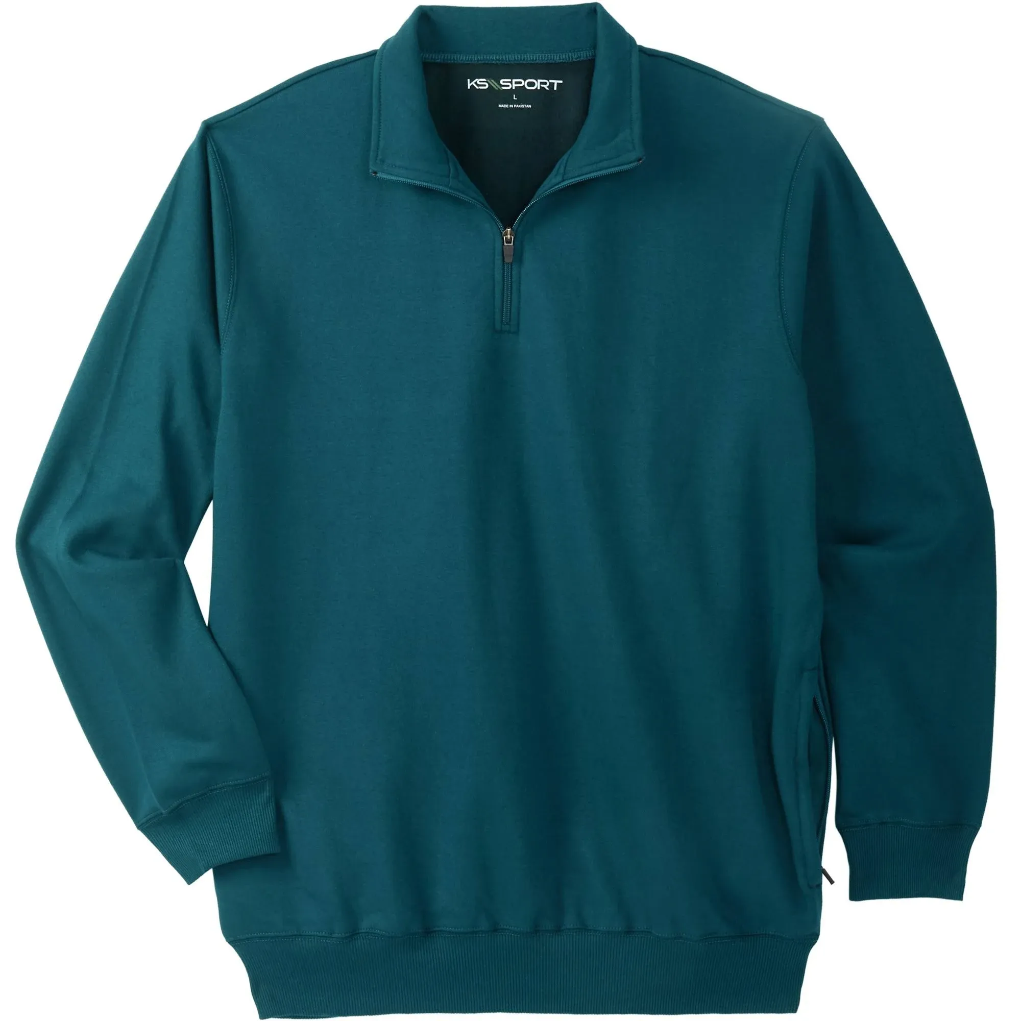 KingSize Men's Big & Tall Quarter Zip-Front Wicking Fleece Jacket by KS Sport ...