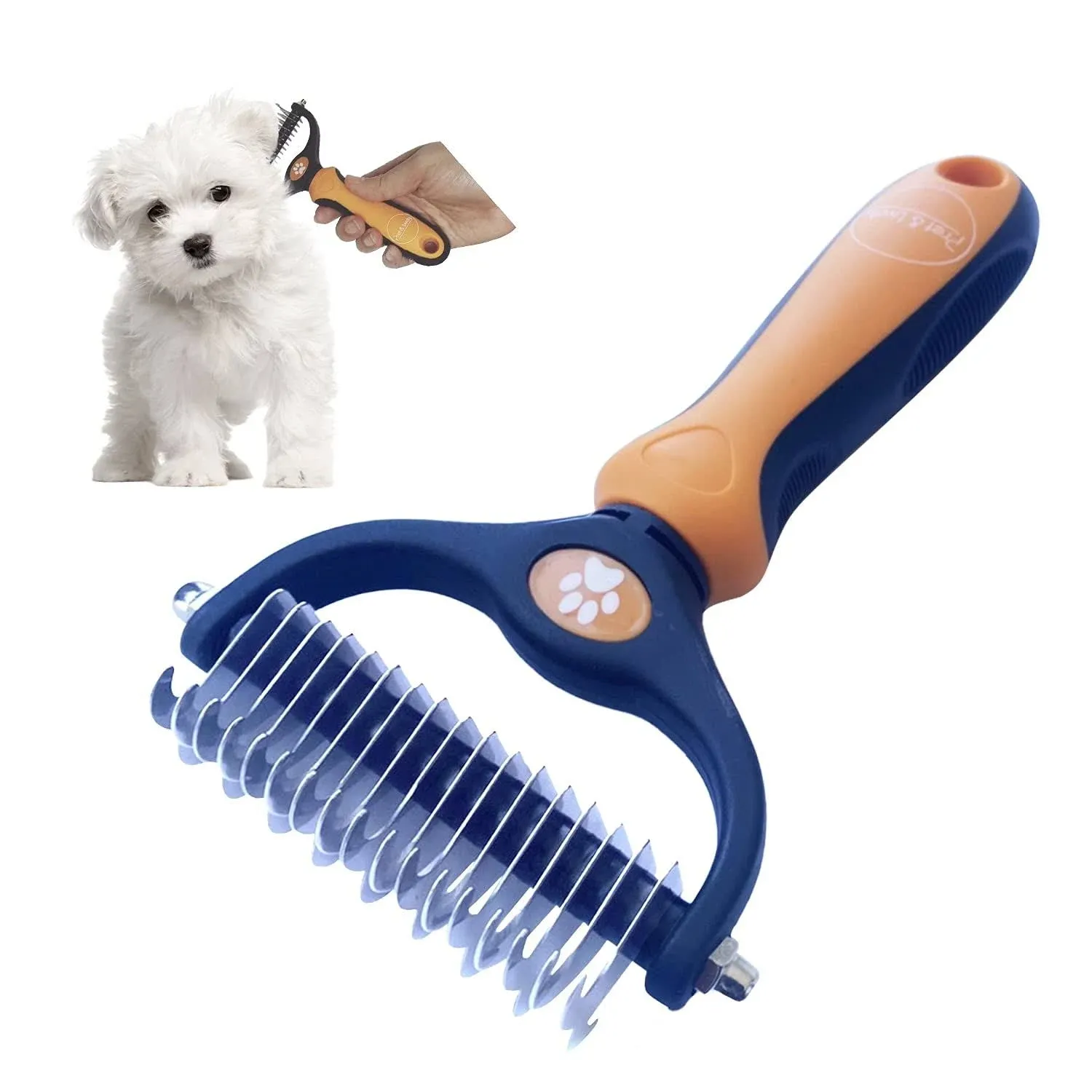 Pret & Lively 2 in 1 Pet Hair Dematting Tool Tough Mats and Tangles Undercoat ...