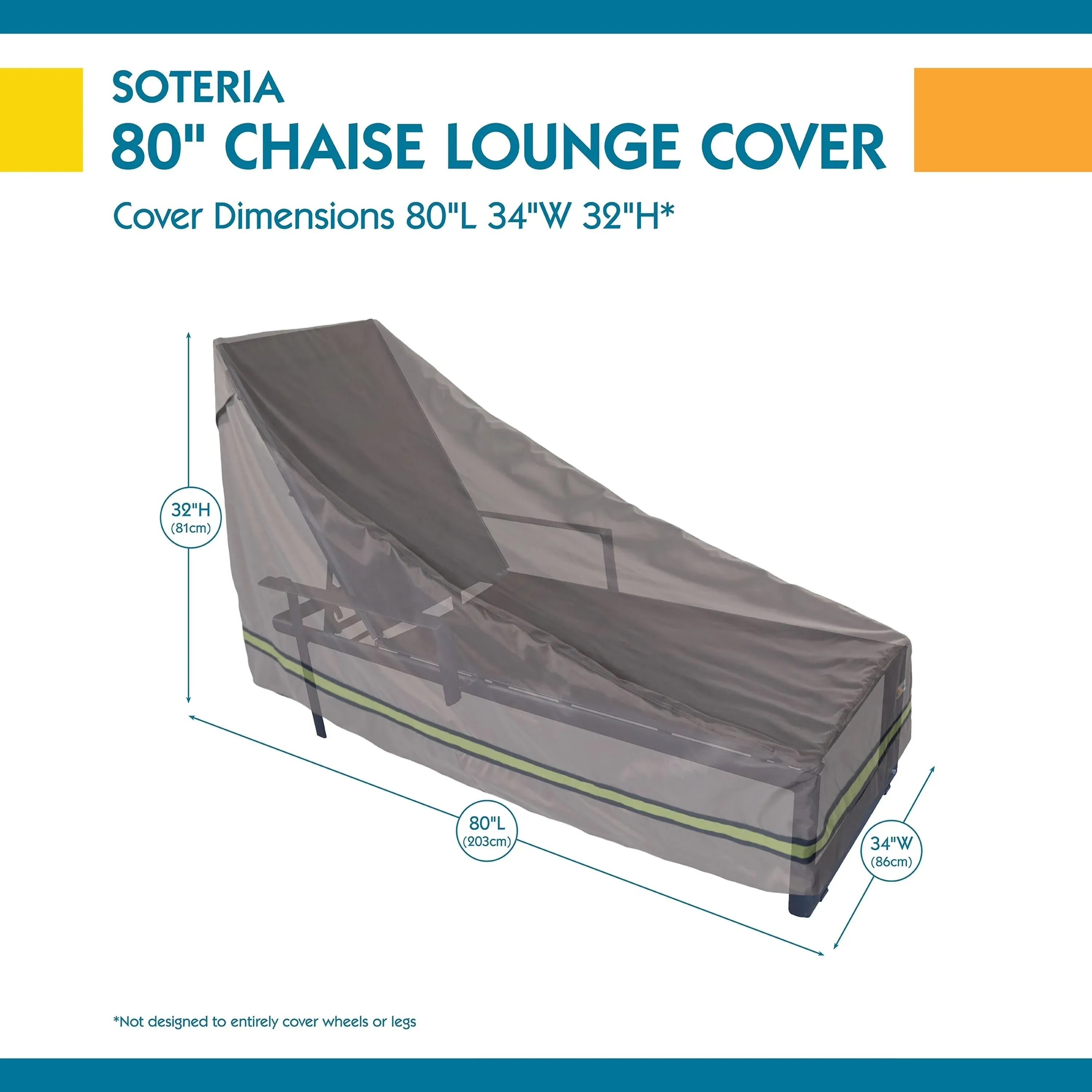 80" Soteria Rainproof Chaise Lounge Patio Cover - Duck Covers