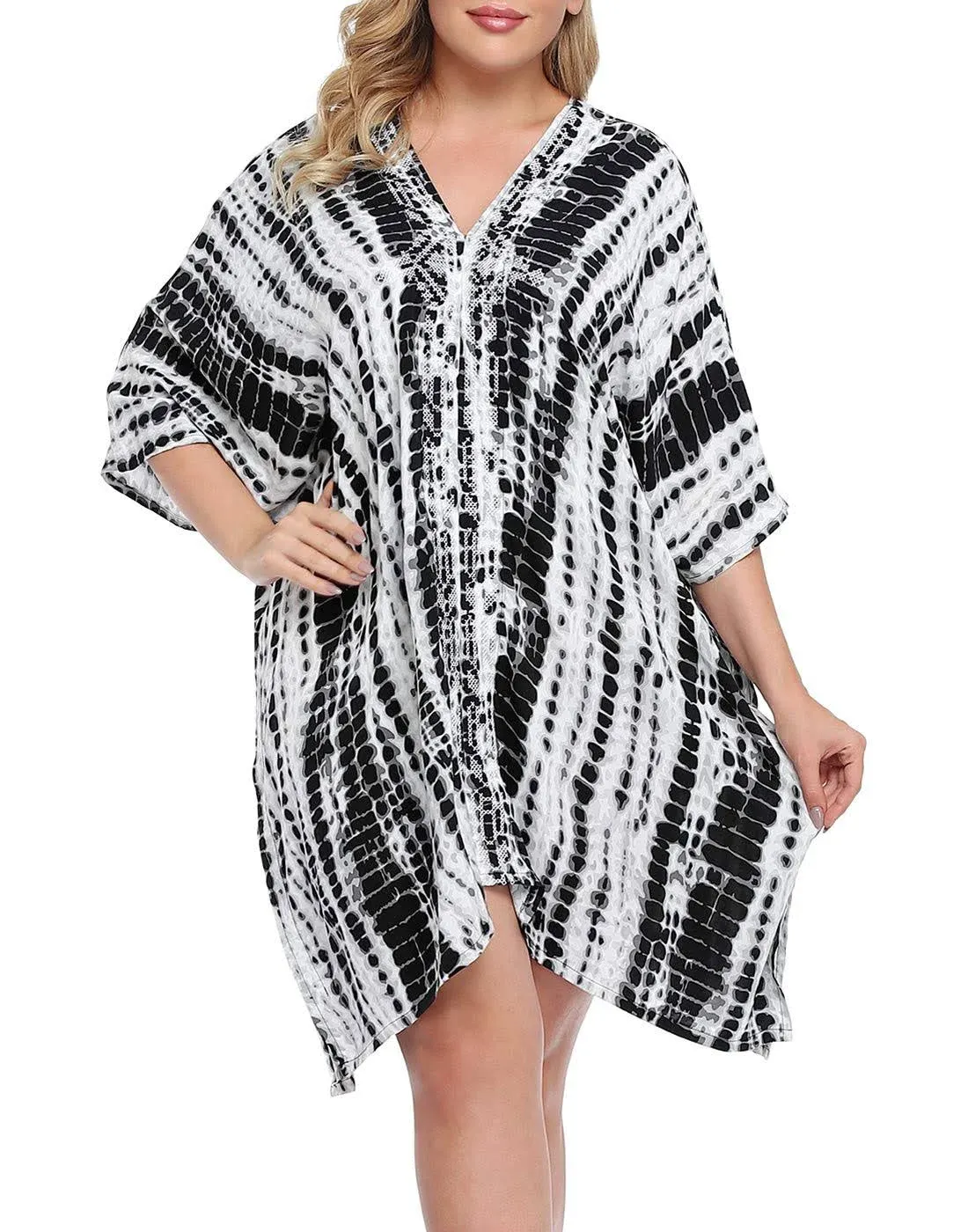 HDE Womens UPF 30+ Short Kaftan Cover Up Oversize Plus Size Swimsuit Shirt Dress, Women's, Size: One Size