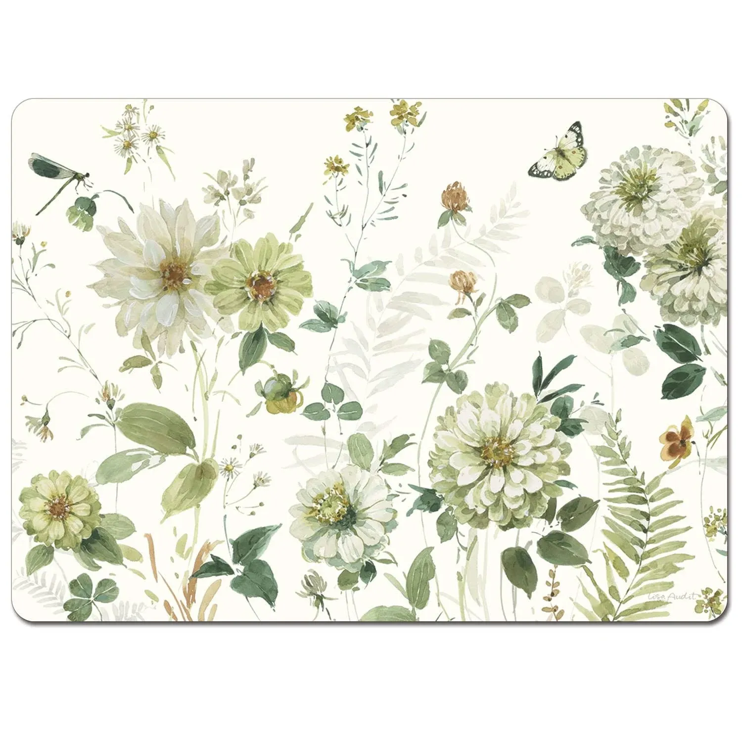 Cala Home Green Fields Premium Decorative Hardboard Cork Back Tabletop Placemats ...