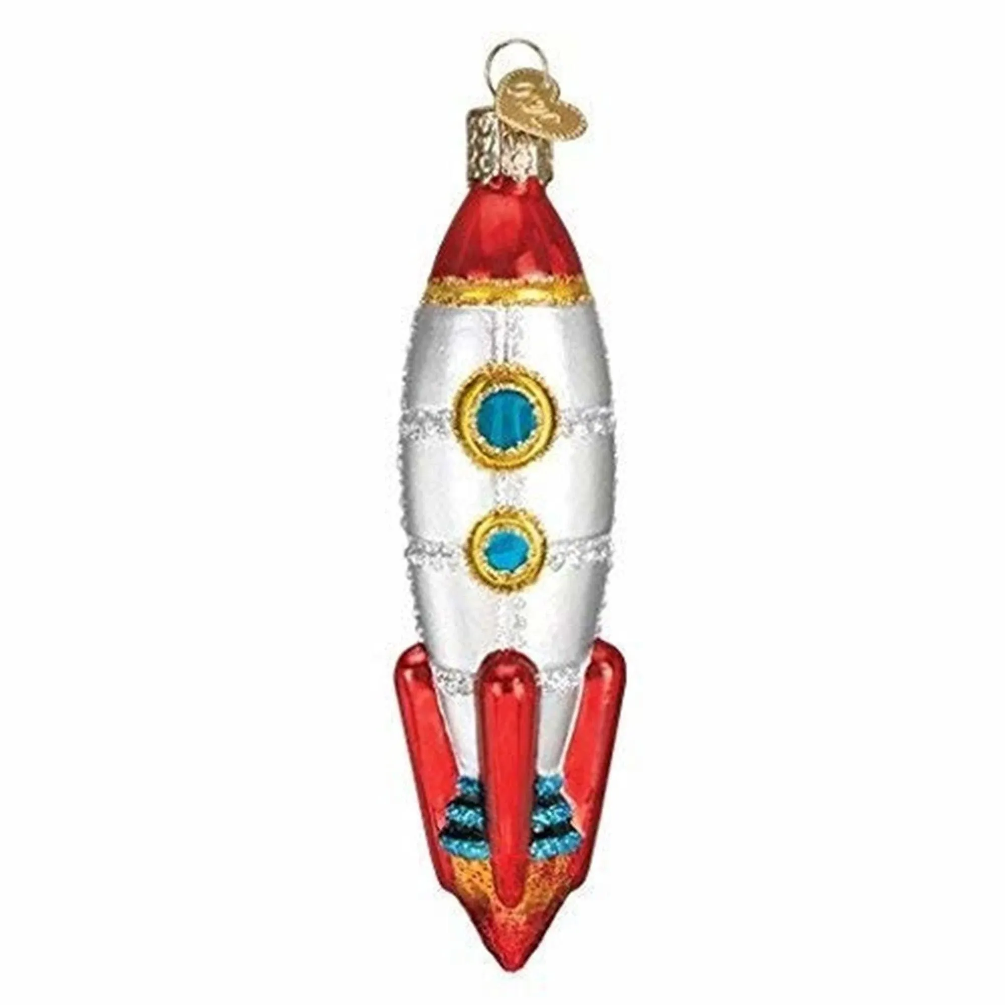 Old World Christmas Toy Rocket Ship Glass Blown Ornament