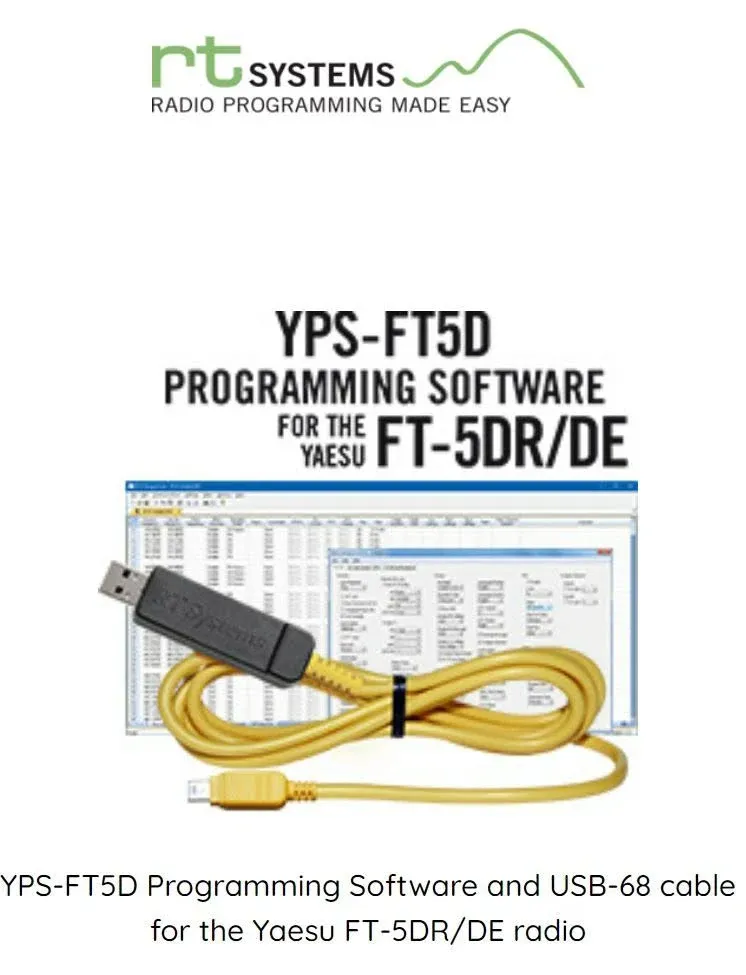 RT SYSTEMS YPSFT5D USB PROGRAMMING SOFTWARE &amp; USB68 CABLE FOR FT5DR