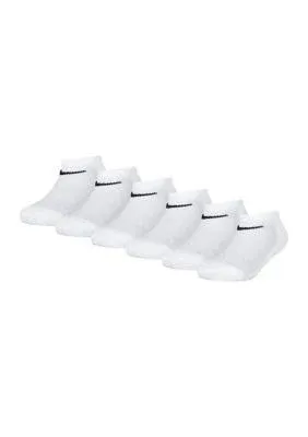 Nike Unisex Kids No-Show Socks White 6 Pairs Swoosh Cushioned 7C-10C NIP